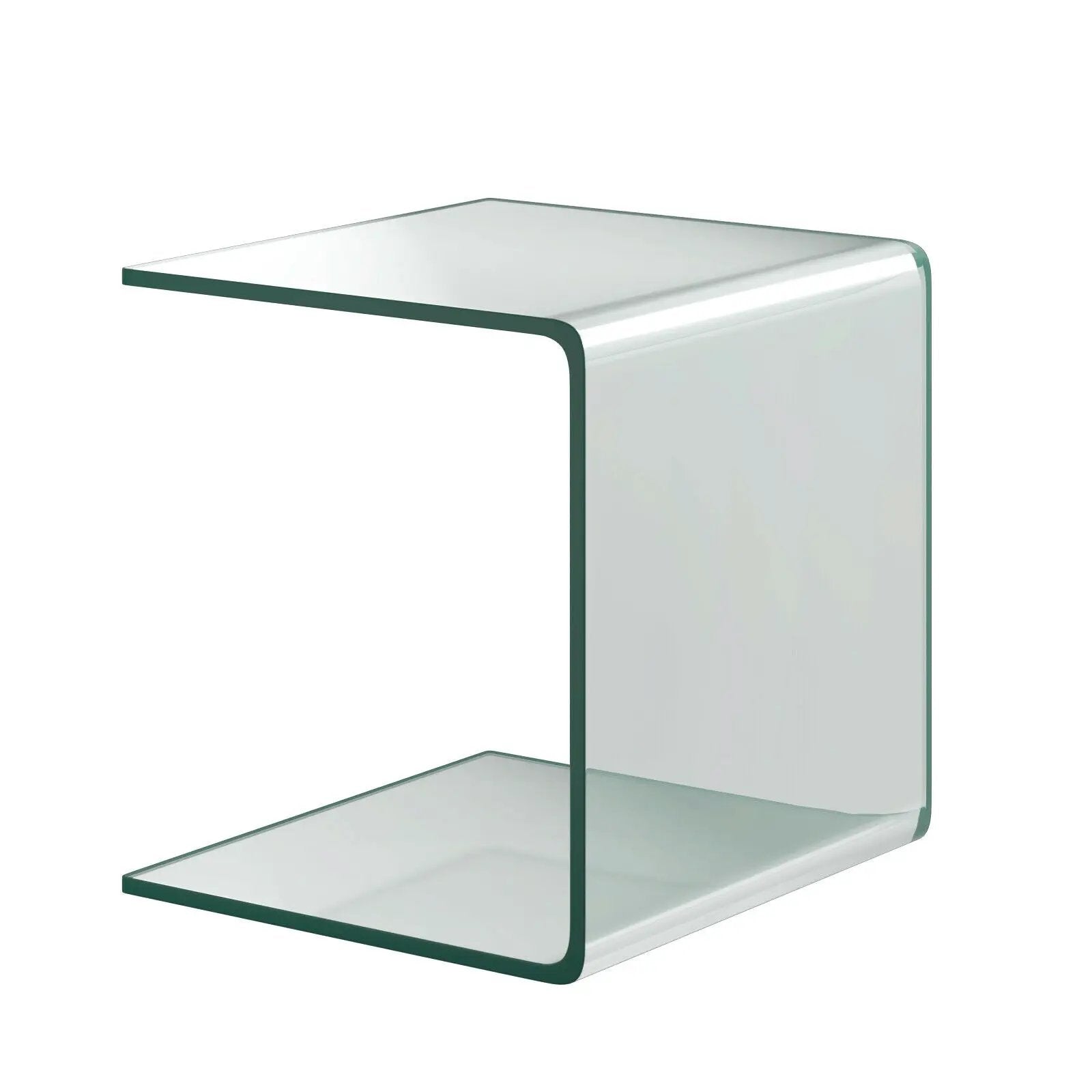 18 x 18 x 16 Inch Tempered Waterfall End Table with non-Slip Pad by DirectDeals
