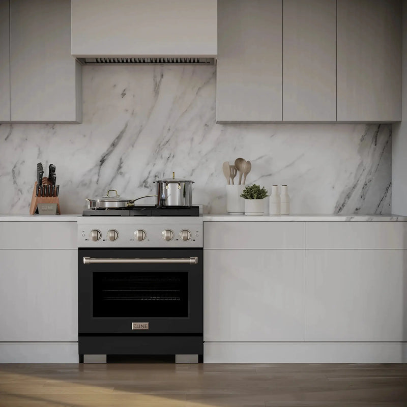 ZLINE 30" Gas Range, Convection Gas Oven, Stainless Steel,Matte Black SGR-BLM-30 by Farmhouse Kitchen and Bath