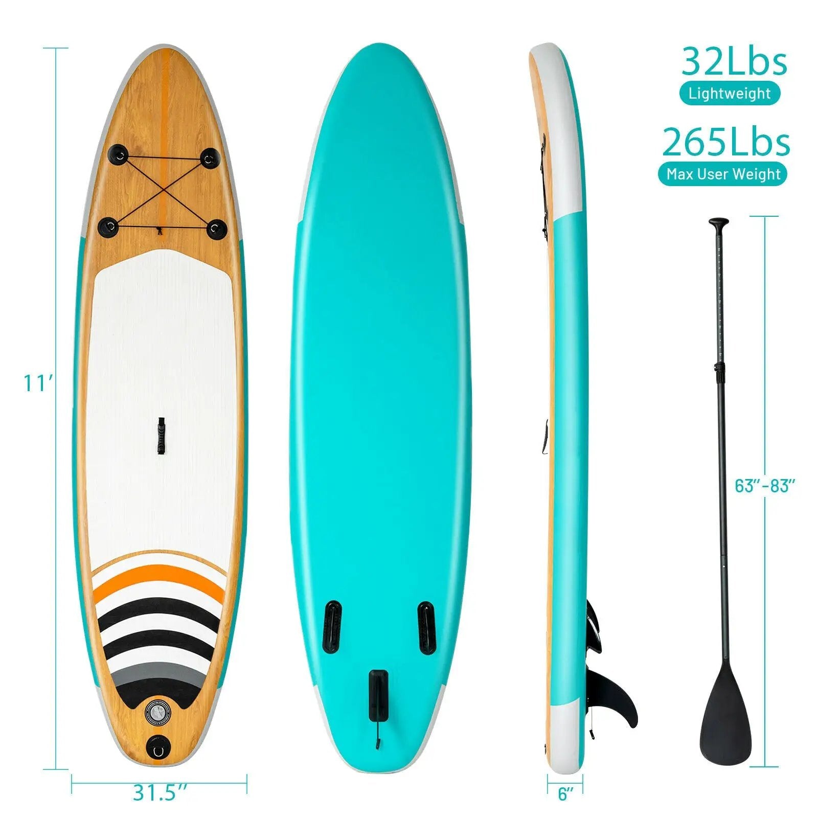 10' Inflatable Stand up Paddle Board Surfboard SUP with Bag by DirectDeals