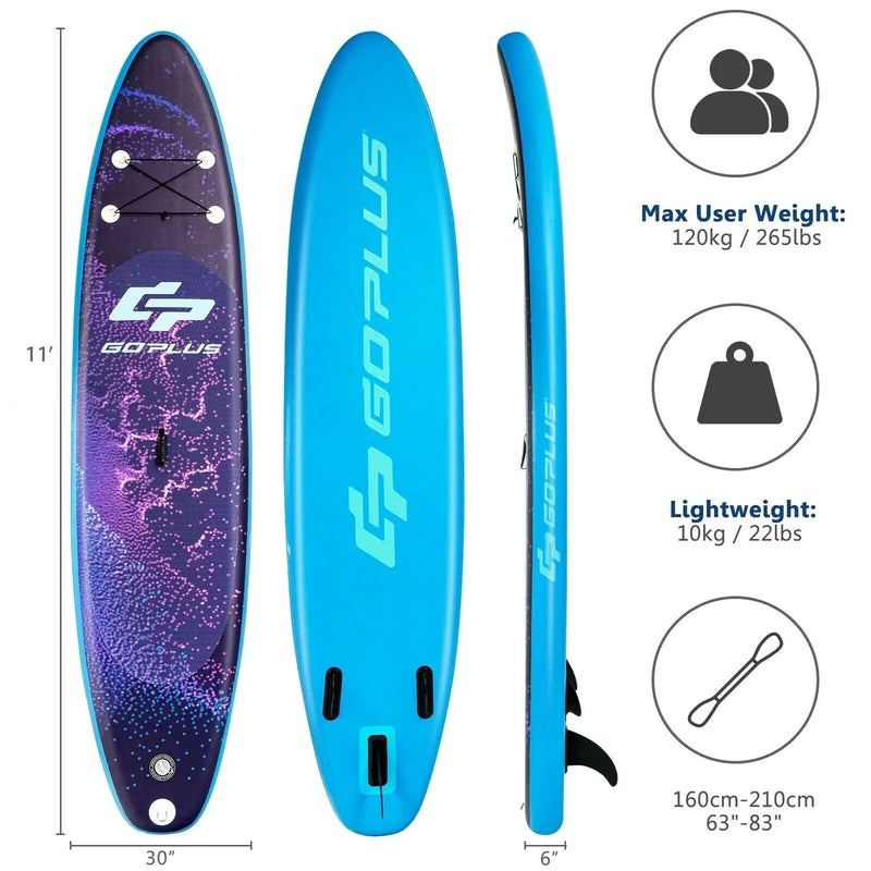 11 Feet Inflatable Stand Up Paddle Board Surfboard with Bag Aluminum Paddle Pump by DirectDeals