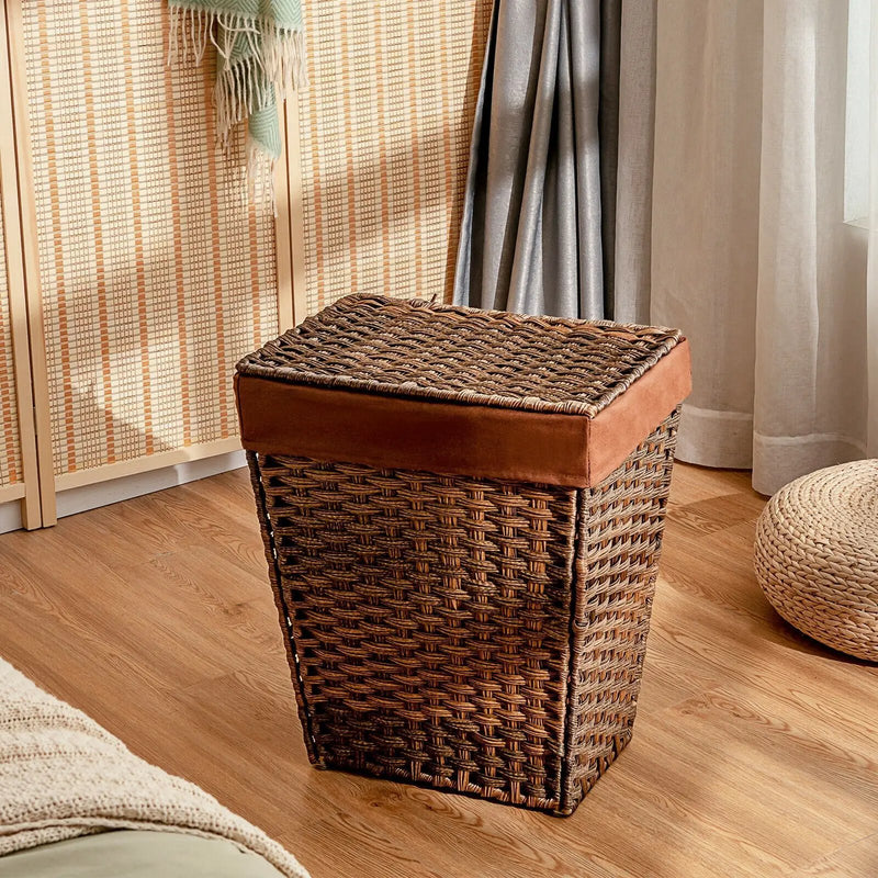 Foldable Handwoven Laundry Hamper with Removable Liner by DirectDeals