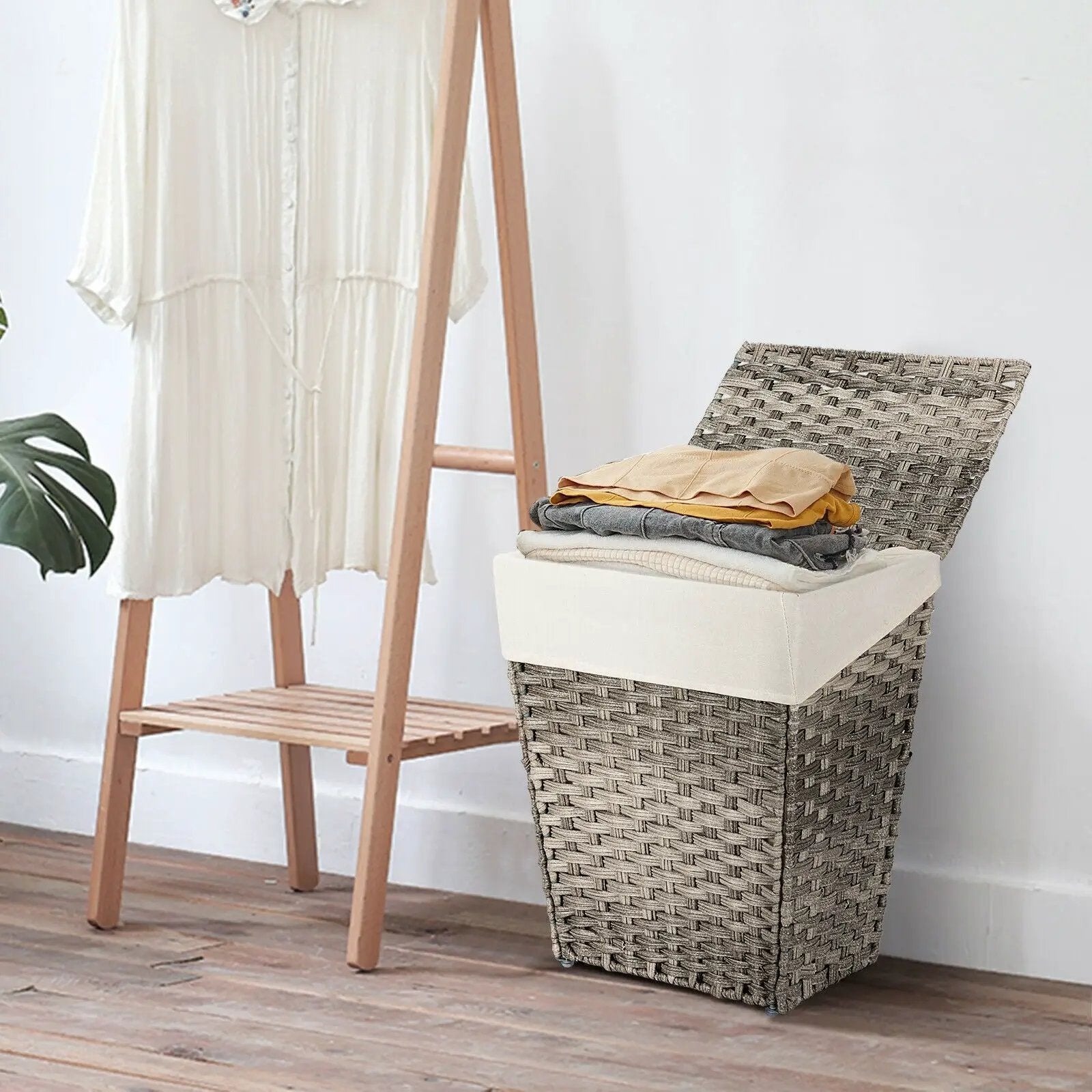 Foldable Handwoven Laundry Hamper with Removable Liner by DirectDeals