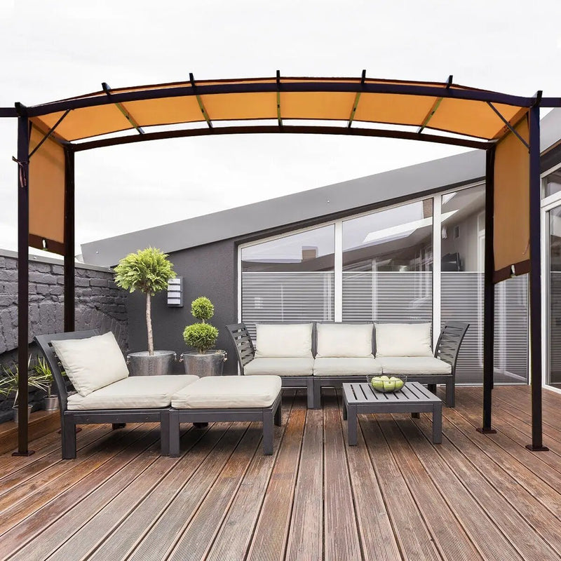 12 x 9 Feet Outdoor Pergola Gazebo with Retractable Canopy Shades by DirectDeals