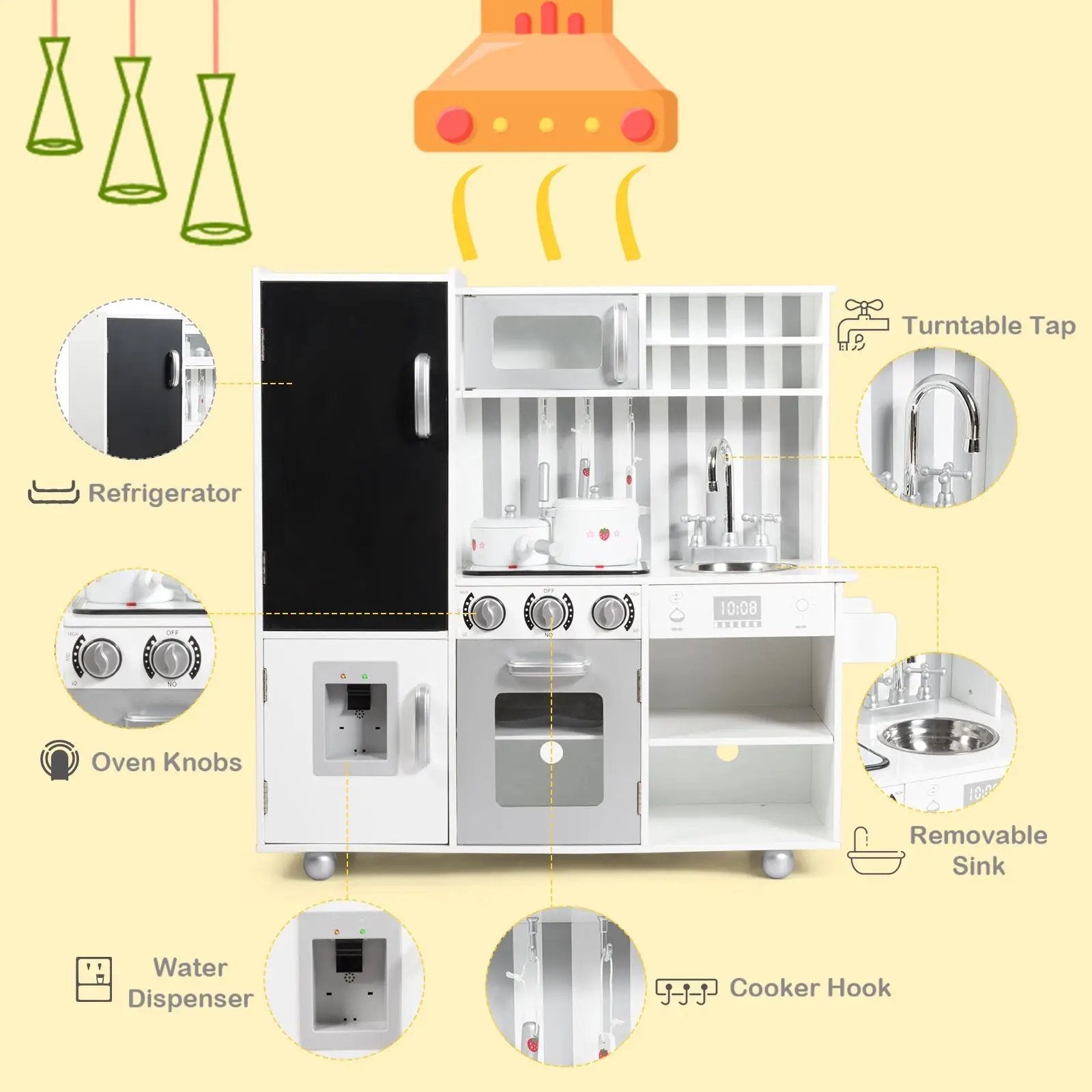 Wooden Pretend Play Kitchen Sets with Simulated Sound by DirectDeals