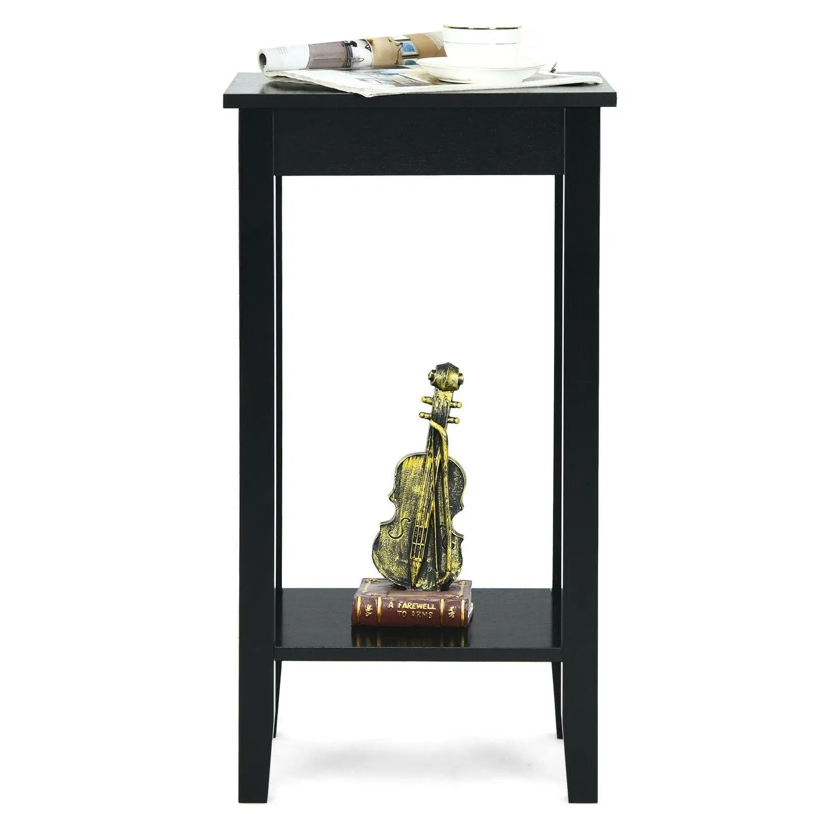 2-Tier Nightstand End Side Wooden Legs Table for Bedroom by DirectDeals