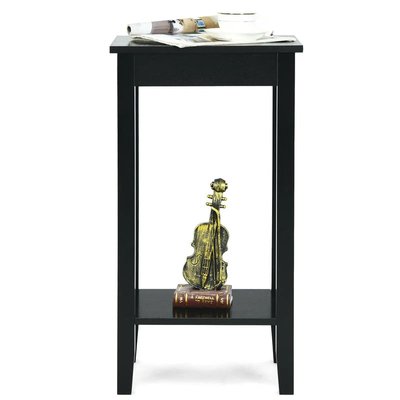 2-Tier Nightstand End Side Wooden Legs Table for Bedroom by DirectDeals