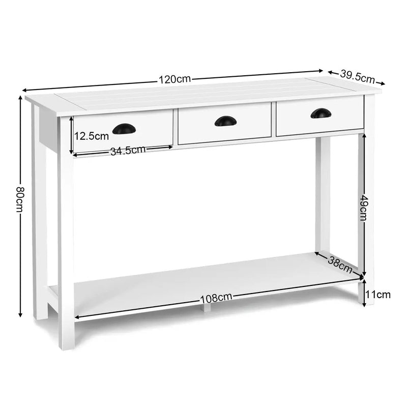 Wooden Console Table with 3 Drawers and 2-Tier Shelves by DirectDeals