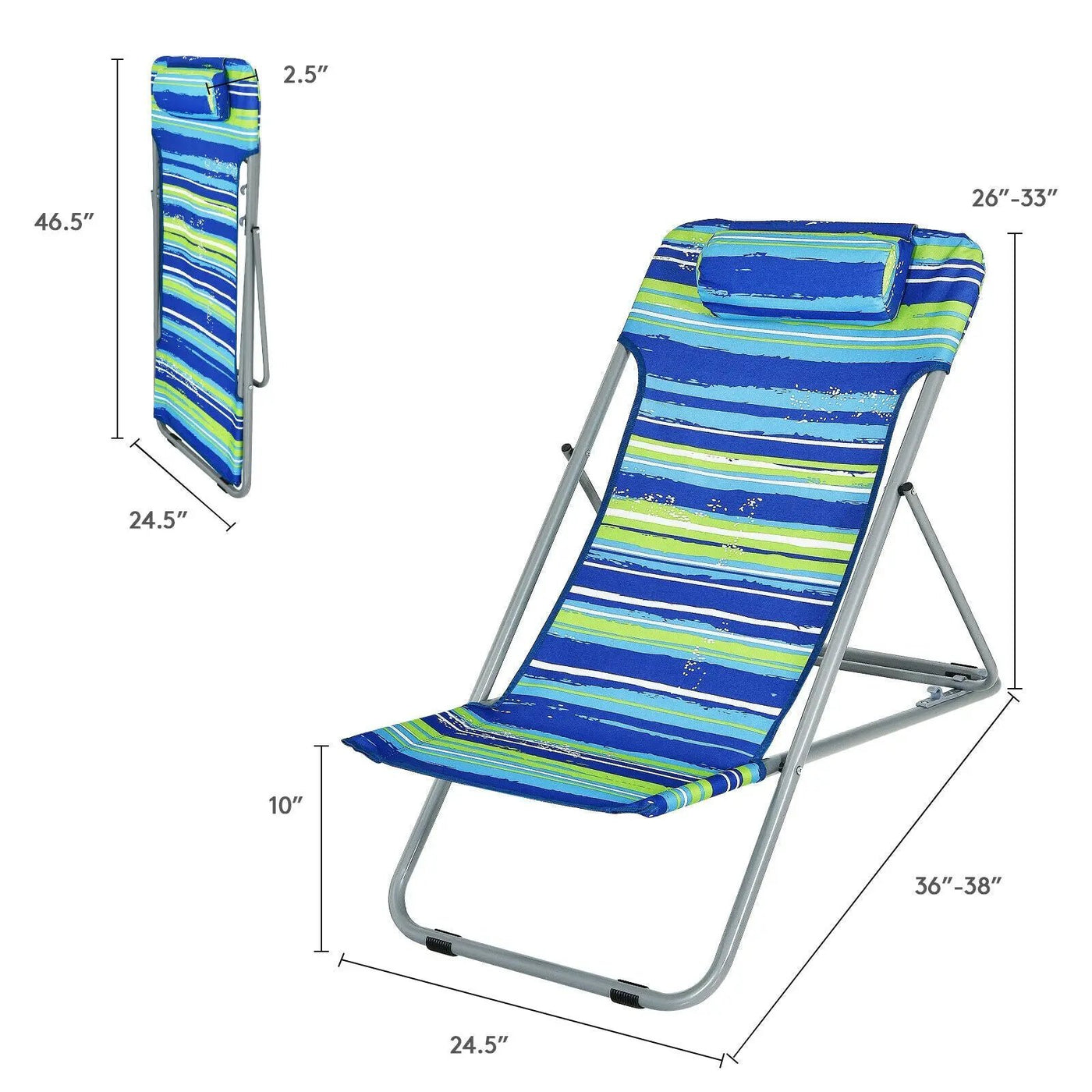 Portable Beach Chair Set of 2 with Headrest by DirectDeals