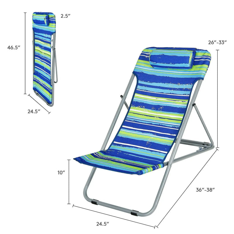 Portable Beach Chair Set of 2 with Headrest by DirectDeals