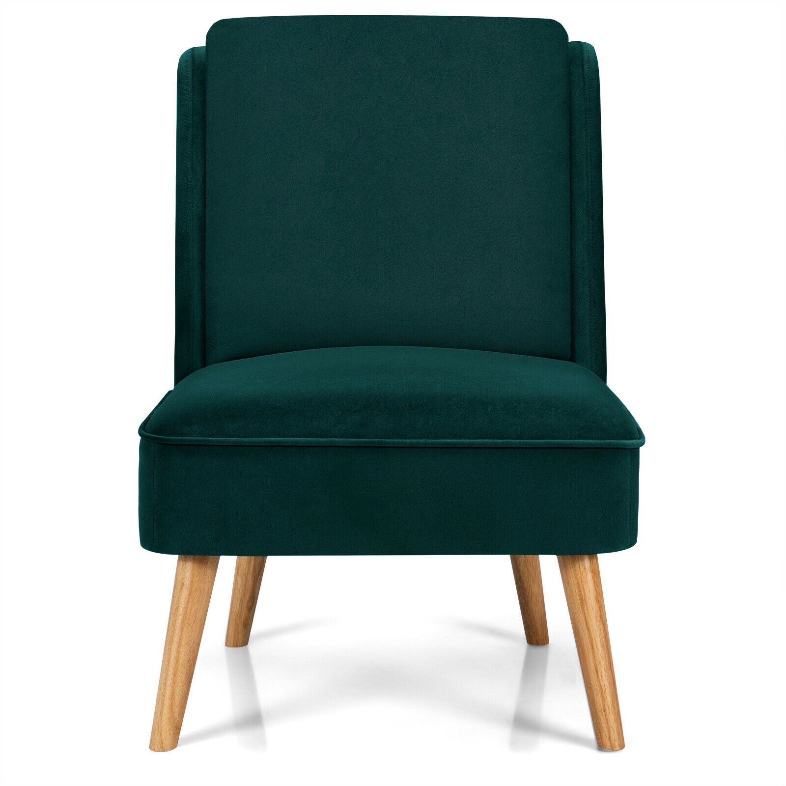 Velvet Accent Armless Side Chair with Rubber Wood Legs for Bedroom by DirectDeals