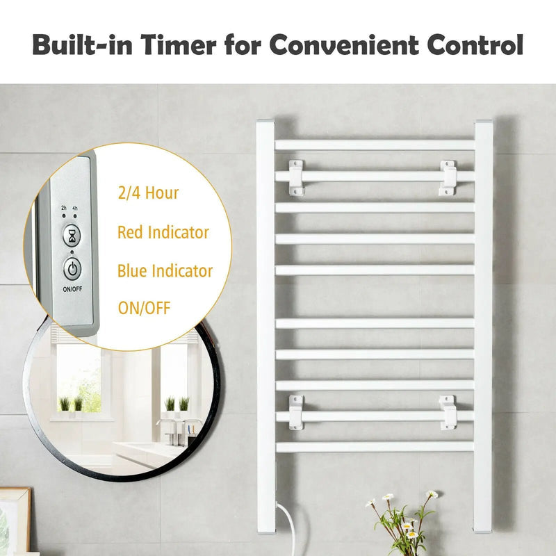 2-in-1 150W Freestanding and Wall-mounted Towel Warmer Drying Rack with Timer by DirectDeals