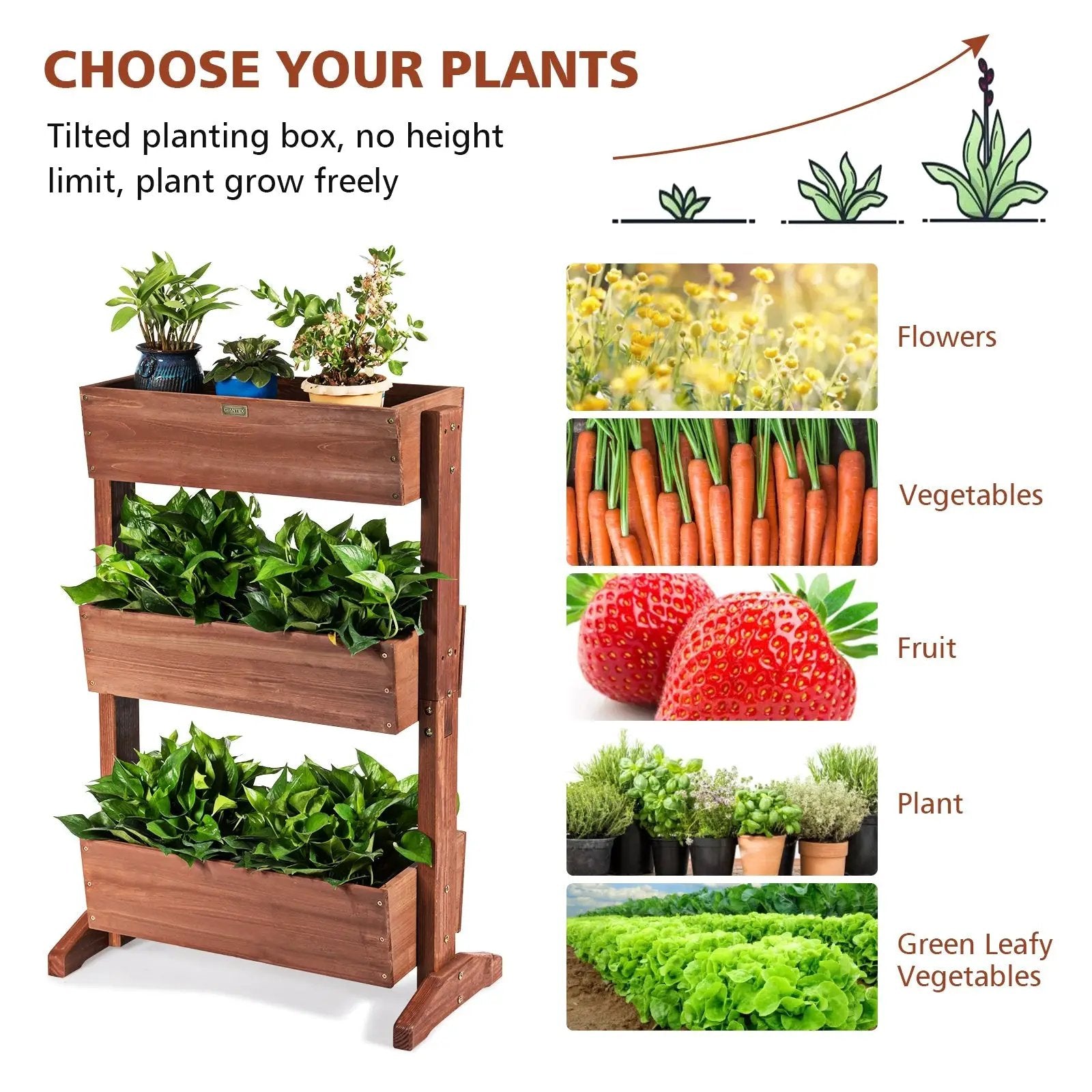 3-Tier Raised Garden Bed with Detachable Ladder and Adjustable Shelf by DirectDeals