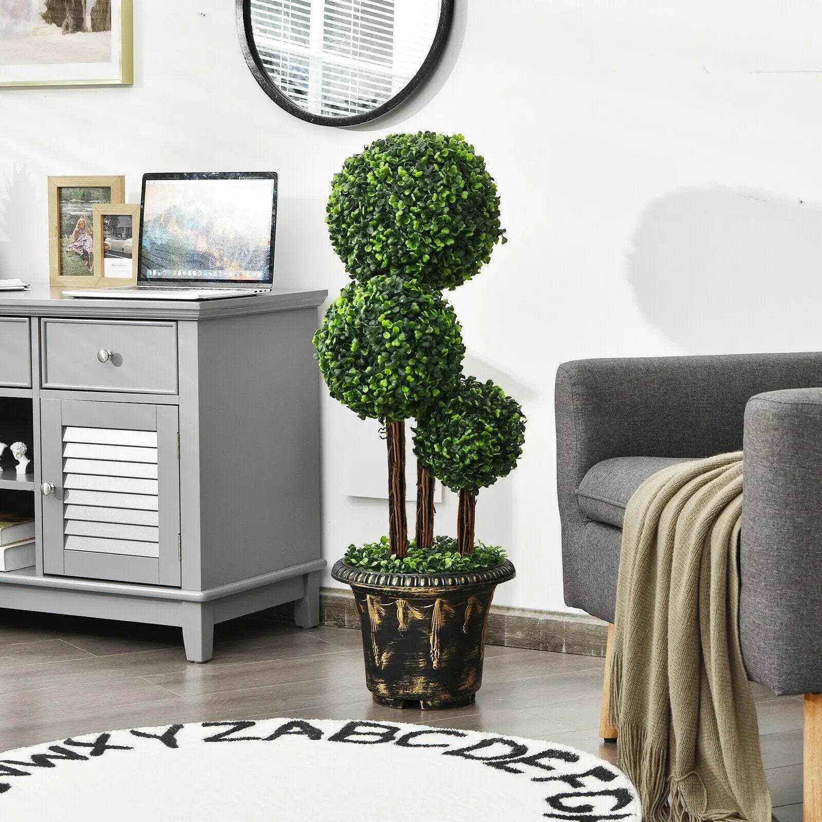 36-Inch Artificial Topiary Triple Ball Tree for Indoor and Outdoor by DirectDeals