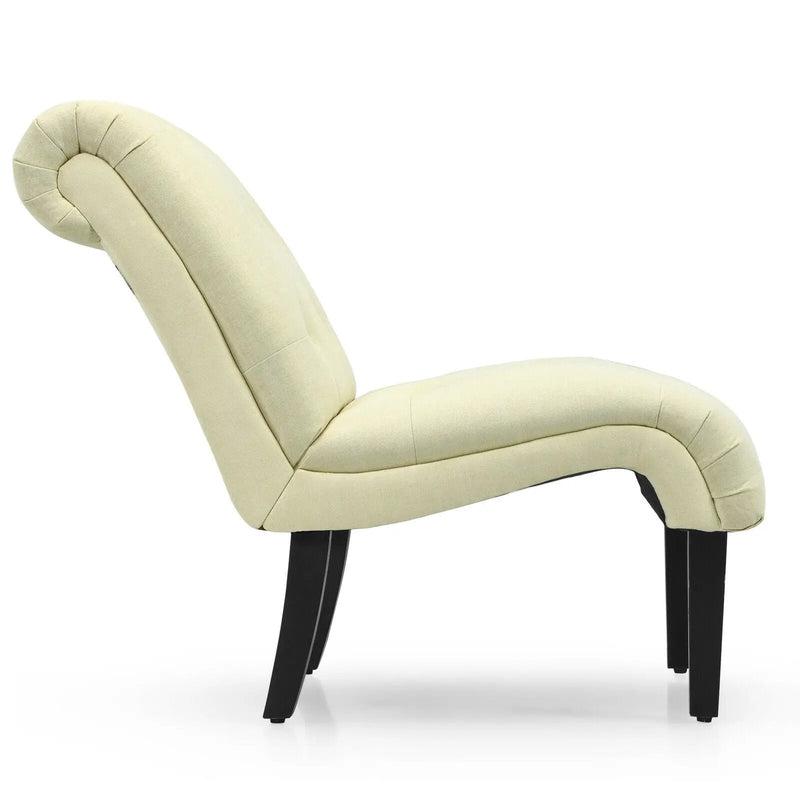 Cotton Linen Fabric Armless Accent Chair with Adjustable Foot Pads by DirectDeals
