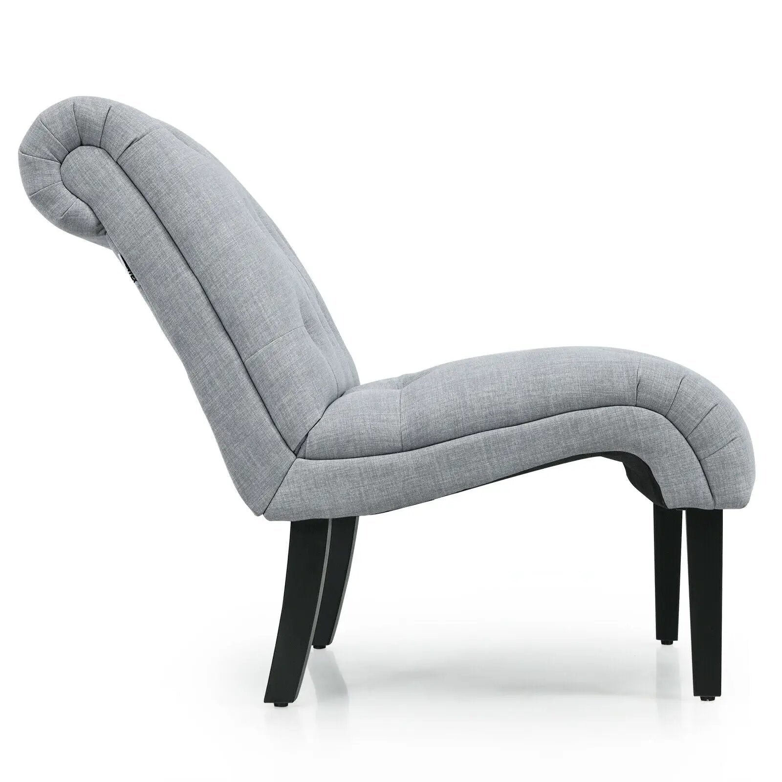 Cotton Linen Fabric Armless Accent Chair with Adjustable Foot Pads by DirectDeals