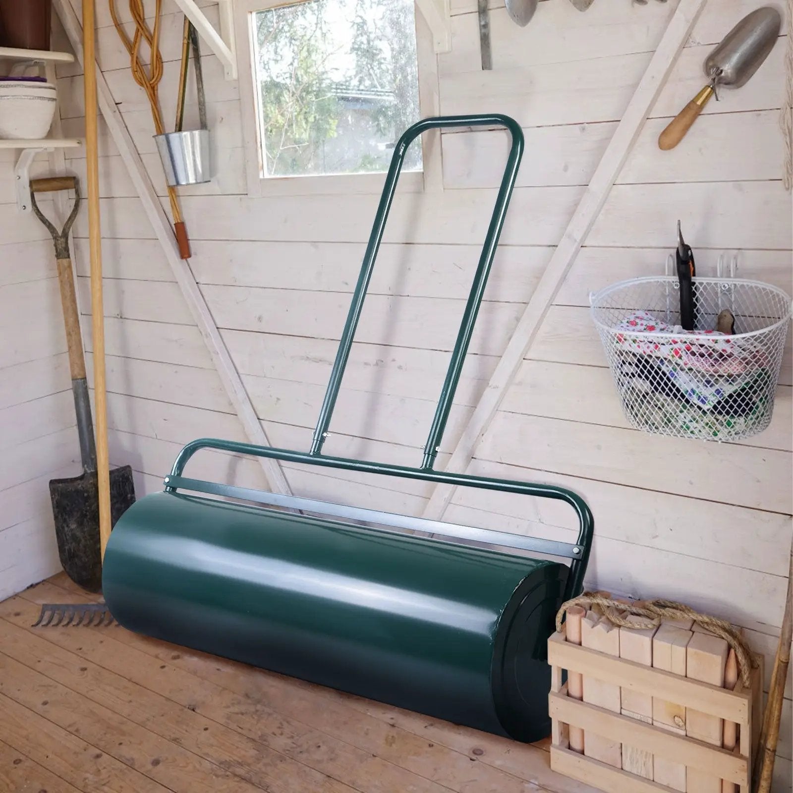 36 x 12 Inch Tow Lawn Roller Water Filled Metal Push Roller by DirectDeals