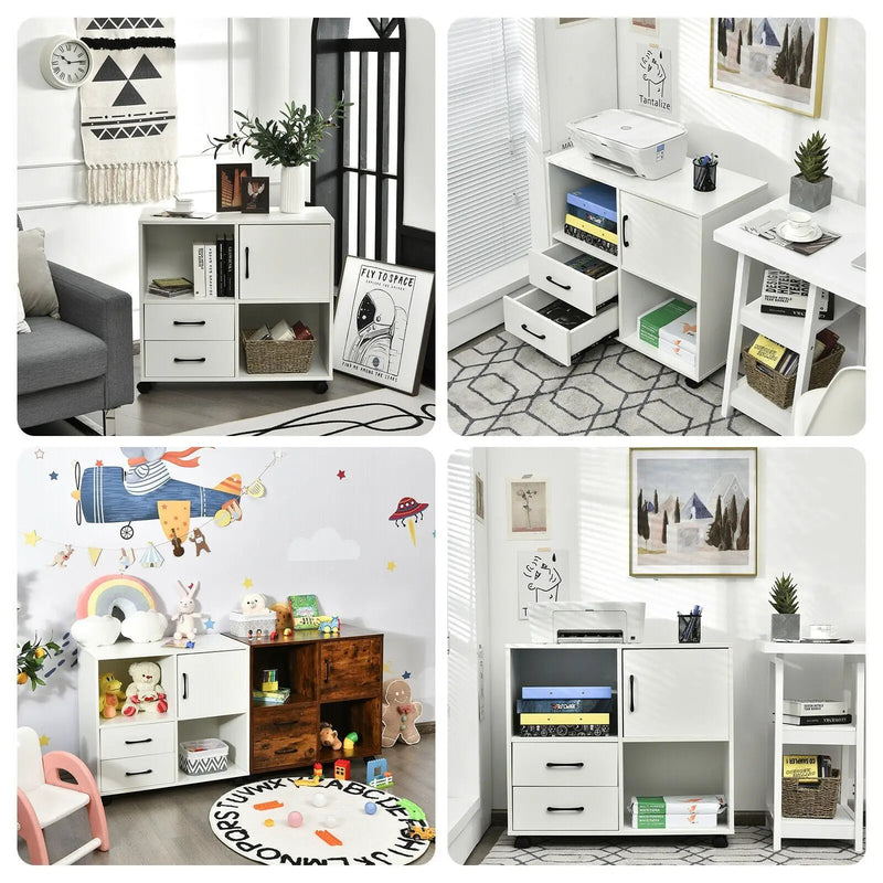 Mobile File Cabinet with Lateral Printer Stand and Storage Shelves by DirectDeals