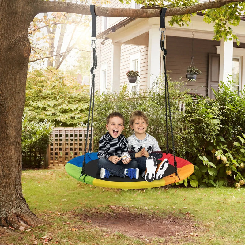 40 Inch 770 lbs Flying Saucer Tree Swing Kids Gift with 2 Tree Hanging Straps-Multicolor by DirectDeals