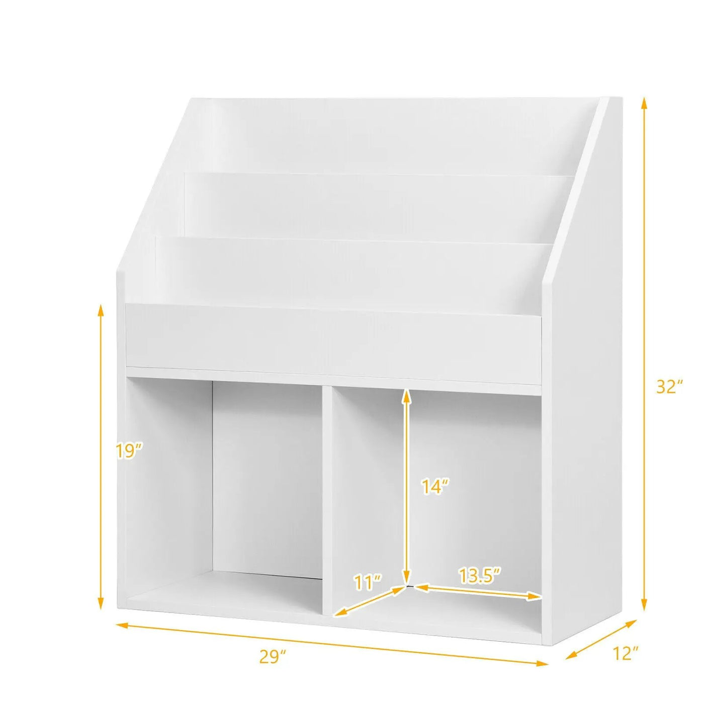 Kids Wooden Bookshelf Bookcase Children Toy Storage Cabinet Organizer-White by DirectDeals