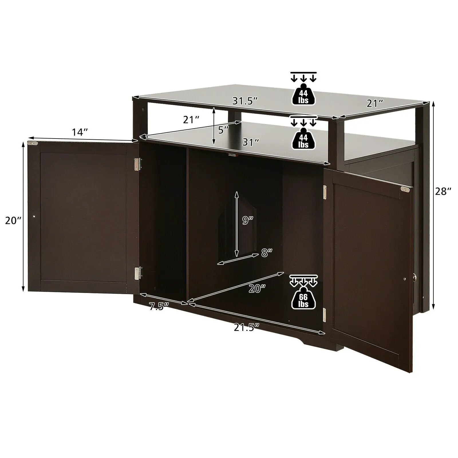 Wooden Cat Litter Box Enclosure Hidden Cat Washroom with Storage Layer by DirectDeals