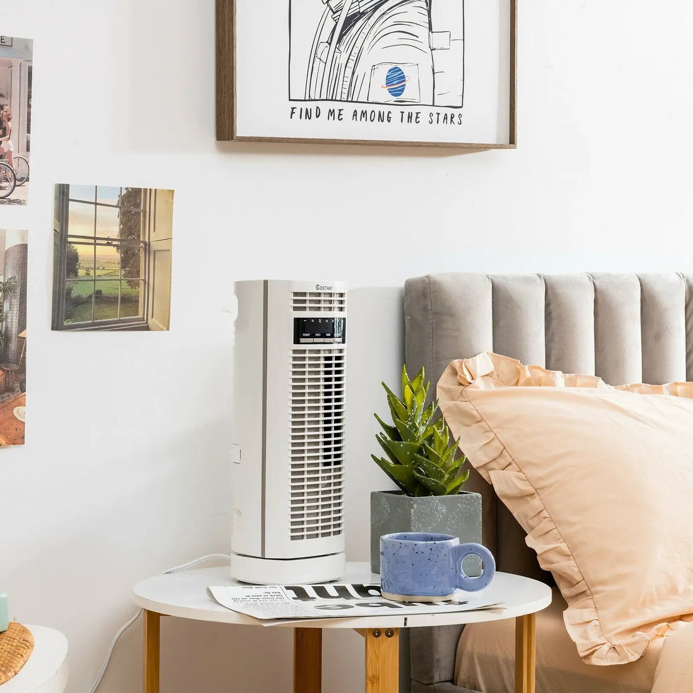 14 Inch Mini Oscillating Tower Fan Electric Desk Fan with 3 Speed and Timer by DirectDeals