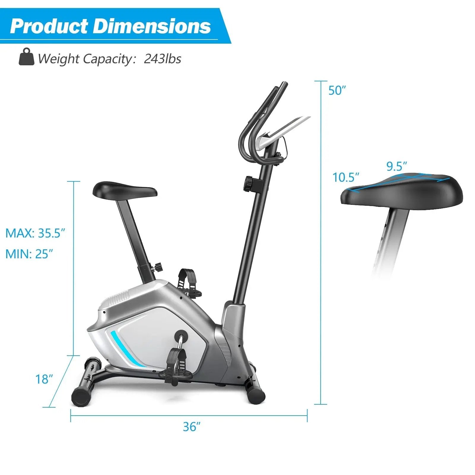 Magnetic Stationary Upright Exercise Bike with LCD Monitor and Pulse Sensor by DirectDeals