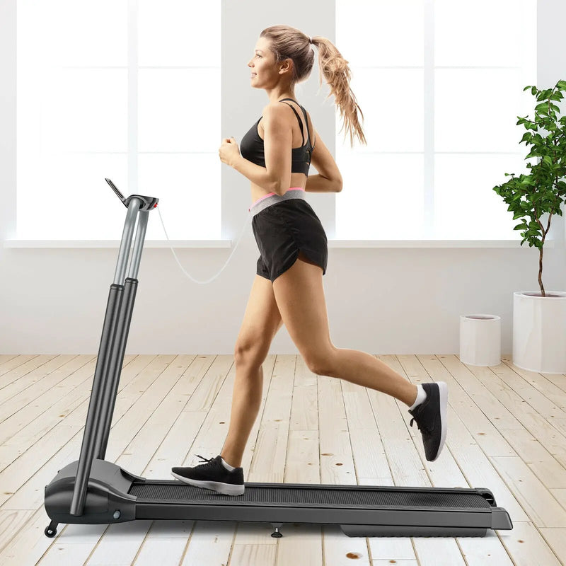 Compact Folding Treadmill with Touch Screen APP Control-Black by DirectDeals