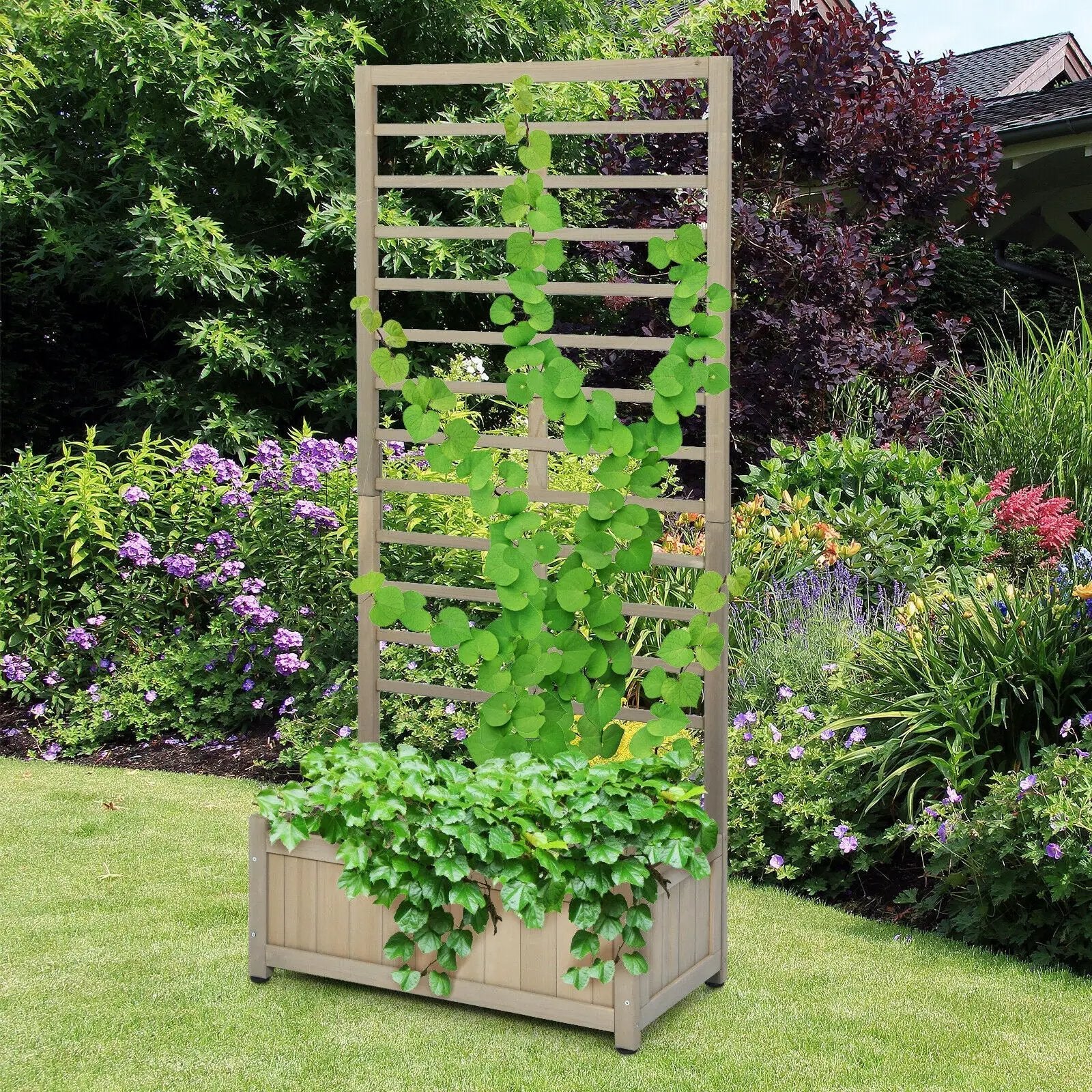 Raised Garden Bed with Trellis for Climbing Plants by DirectDeals