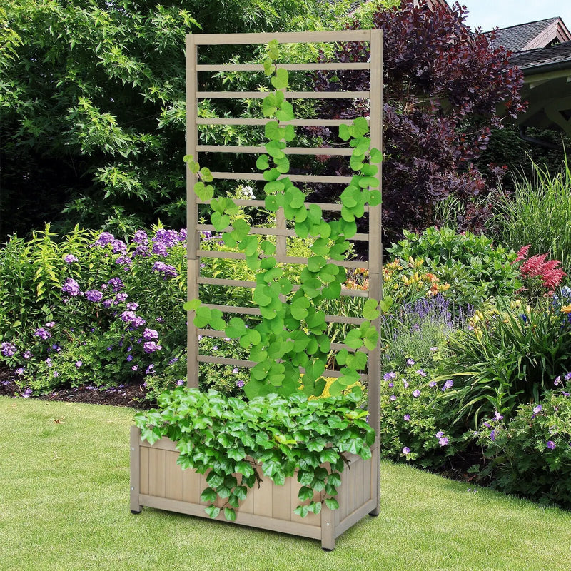 Raised Garden Bed with Trellis for Climbing Plants by DirectDeals