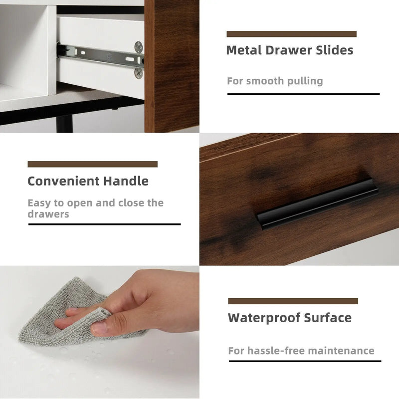 42 Inch Industrial Console Table with 2 Drawers for Entryway Hallway by DirectDeals