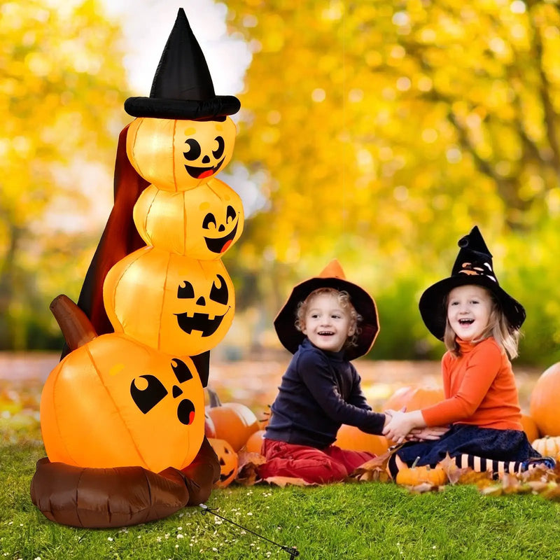 7 Feet Halloween Inflatable Pumpkin Combo with Witch's Hat and LED Lights by DirectDeals