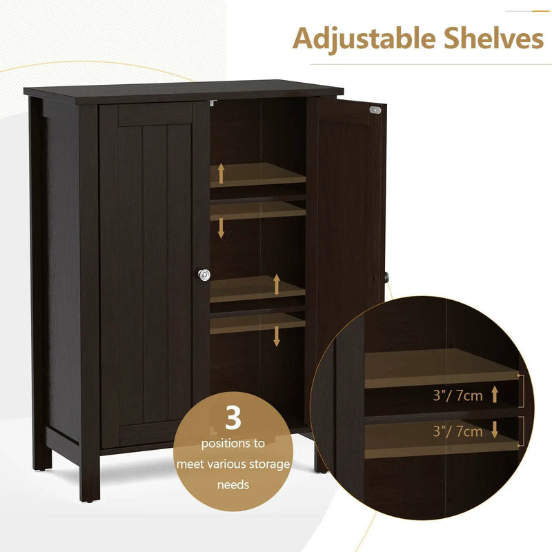 2-Door Bathroom Floor Storage Cabinet Space Saver Organizer by DirectDeals