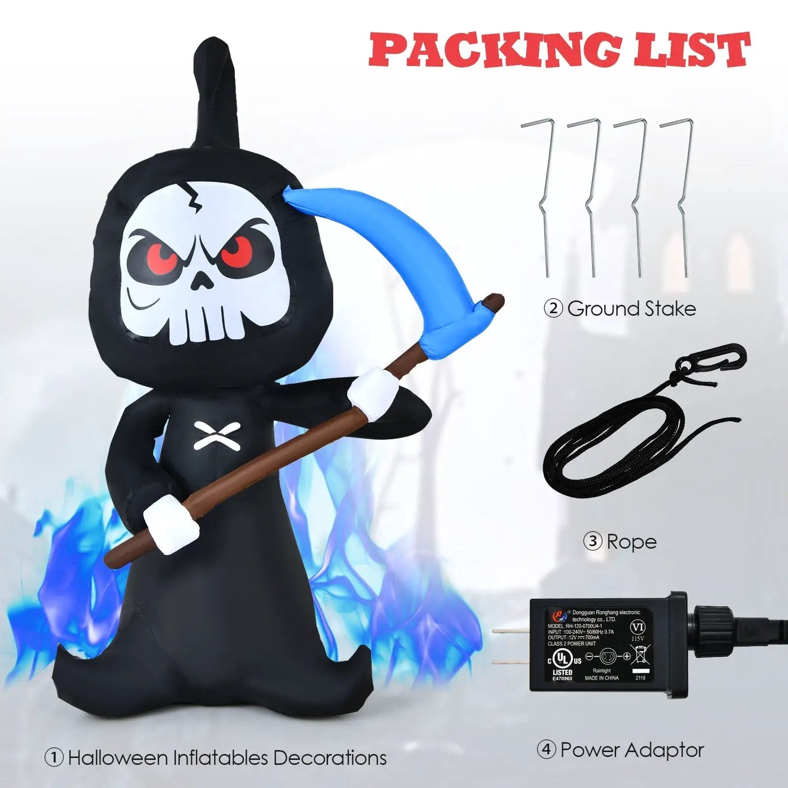 6 Feet Halloween Inflatable Decorations with Built-in LED Lights by DirectDeals