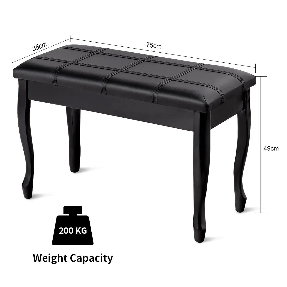 Solid Wood PU Leather Piano Bench with Storage by DirectDeals
