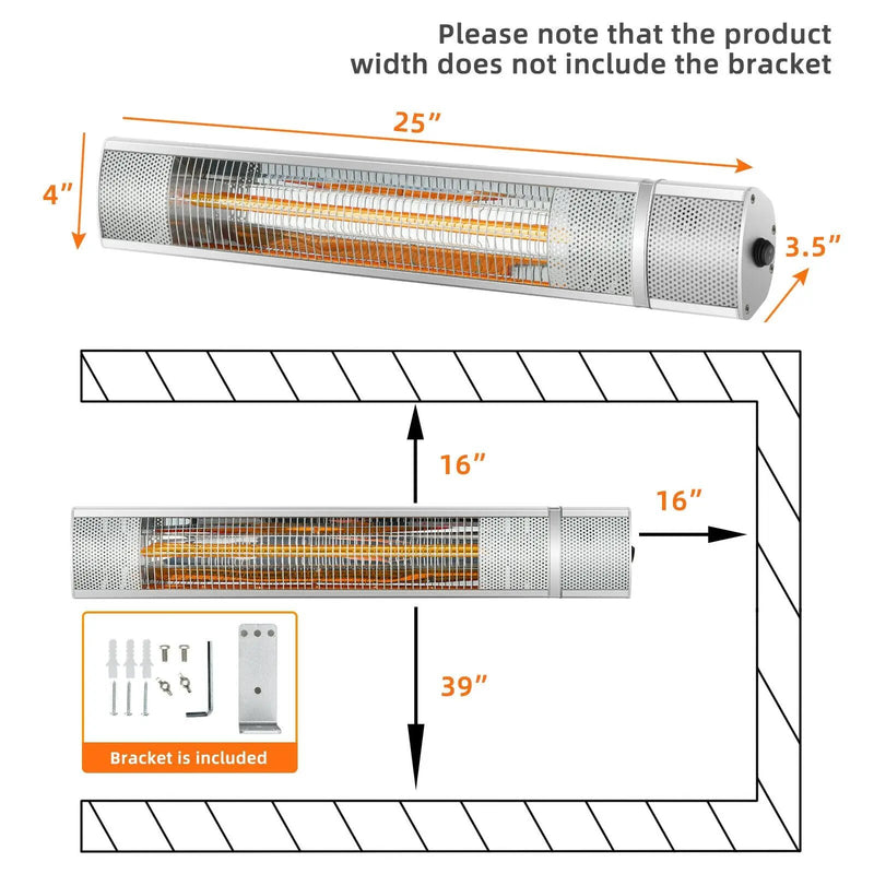 1500W Outdoor Electric Patio Heater with Remote Control by DirectDeals