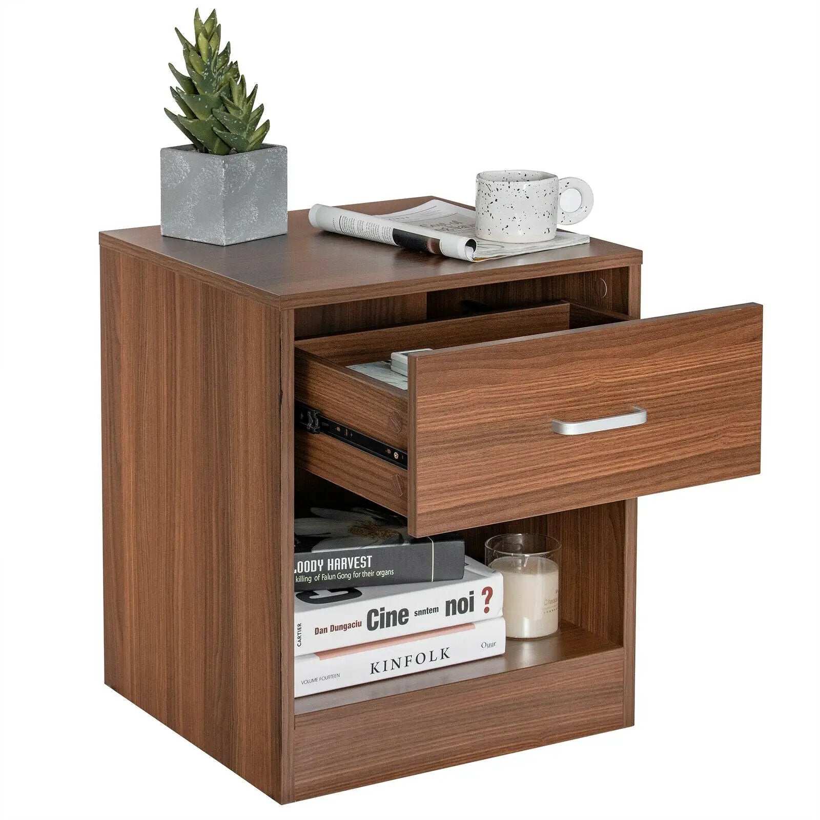 Modern Nightstand with Storage Drawer and Cabinet by DirectDeals