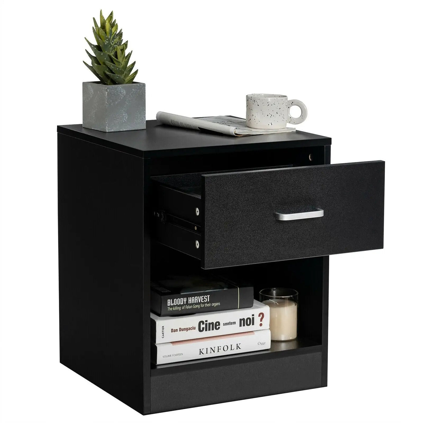 Modern Nightstand with Storage Drawer and Cabinet by DirectDeals