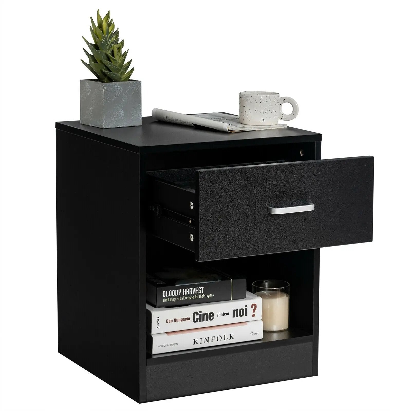 Modern Nightstand with Storage Drawer and Cabinet by DirectDeals