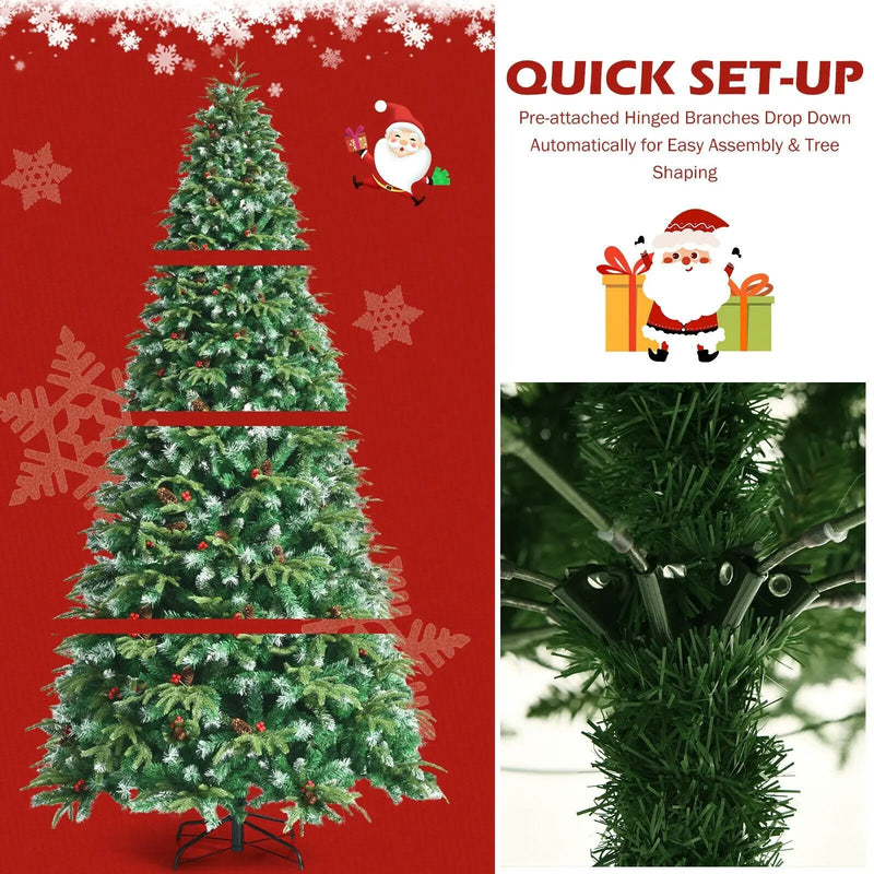 Pre-Lit Snowy Christmas Hinged Tree with Multi-Color Lights by DirectDeals