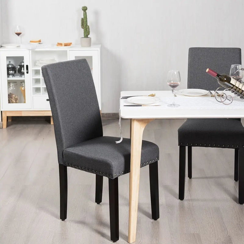 Set of 2 Fabric Upholstered Dining Chairs with Nailhead by DirectDeals