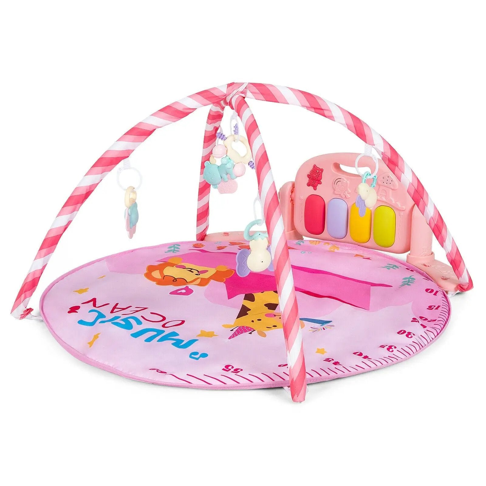 Baby Activity Play Piano Gym Mat with 5 Hanging Sensory Toys by DirectDeals
