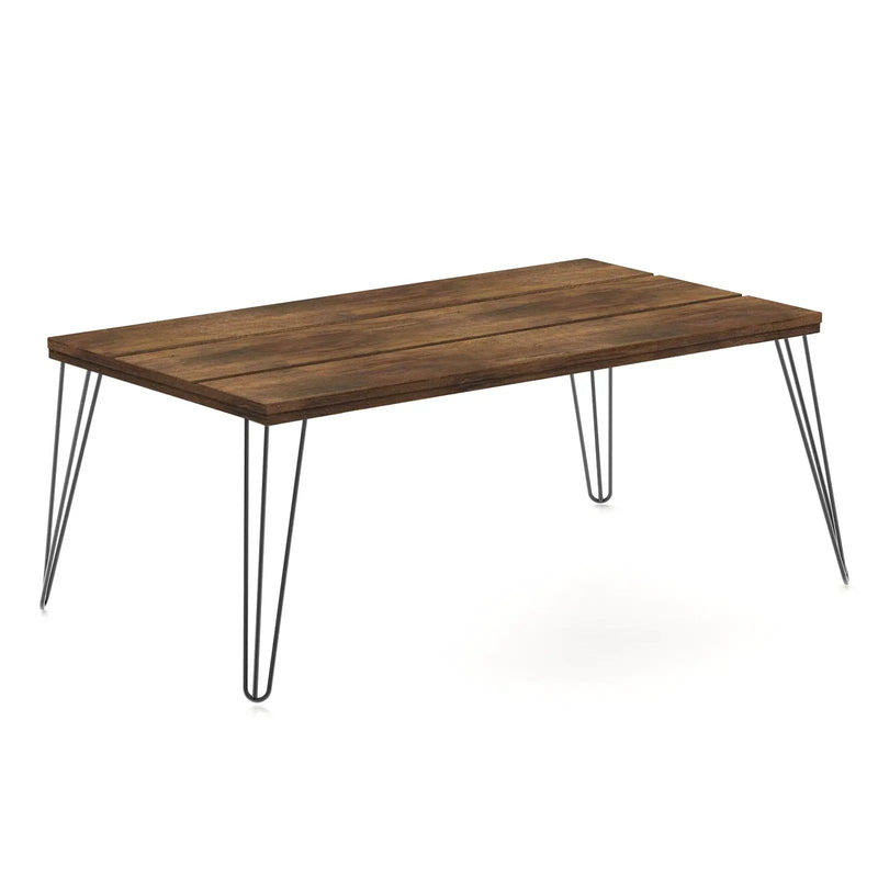43.5 Inch Wooden Rectangular Coffee Table with Metal Legs by DirectDeals