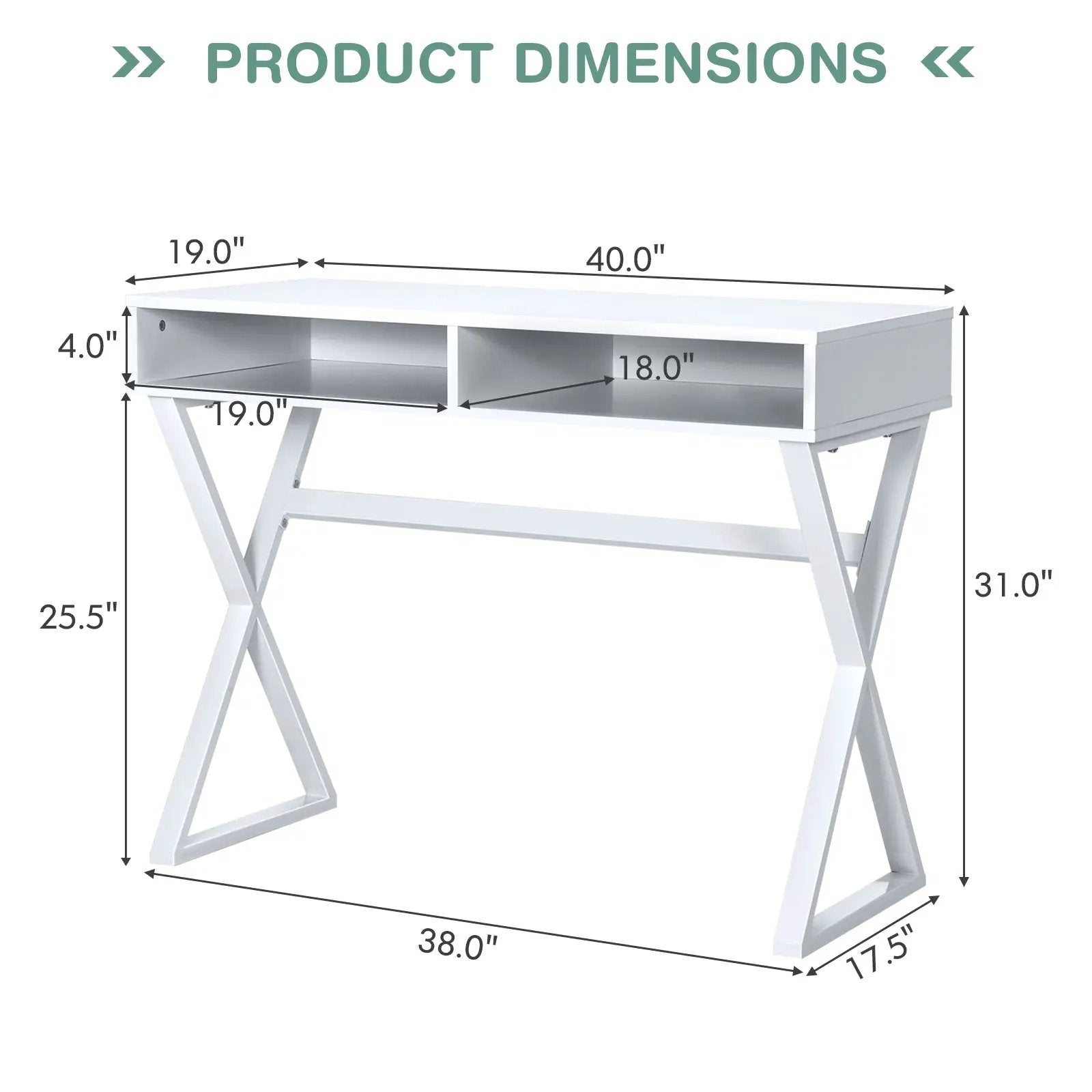 Modern Computer Desk Makeup Vanity Table with 2 Storage Compartments by DirectDeals