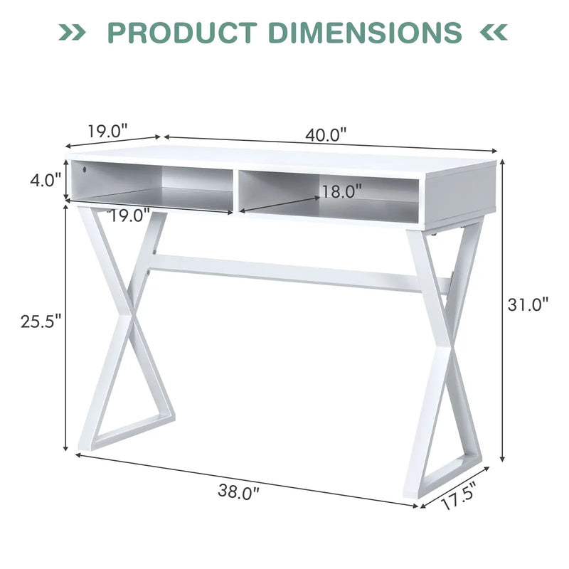Modern Computer Desk Makeup Vanity Table with 2 Storage Compartments by DirectDeals
