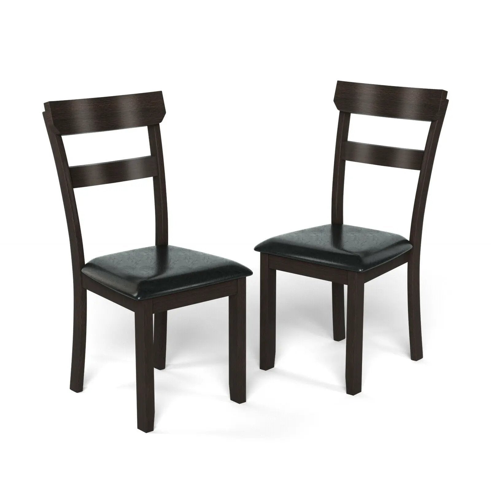 Set of 2 Dining Chairs With Rubber Wood Frame and Upholstered Faux Leather Seat by DirectDeals