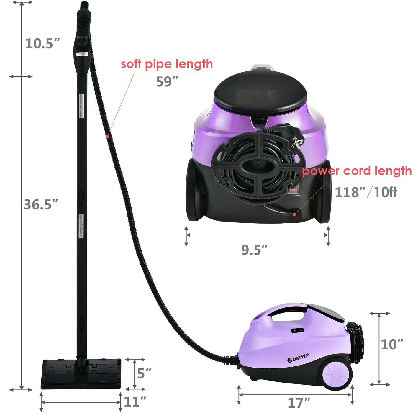 2000W Heavy Duty Multi-purpose Steam Cleaner Mop with Detachable Handheld Unit by DirectDeals