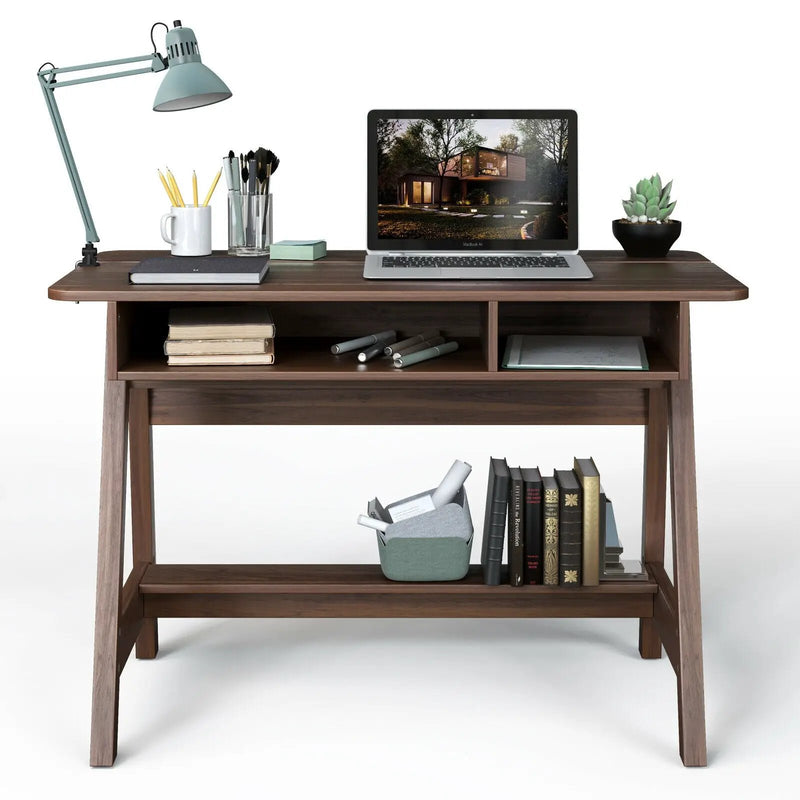 Mid Century Writing Desk with Storage Cubes and Hidden Compartment by DirectDeals