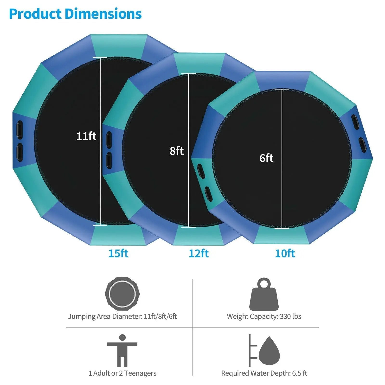 15 Feet Inflatable Splash Padded Water Bouncer Trampoline by DirectDeals