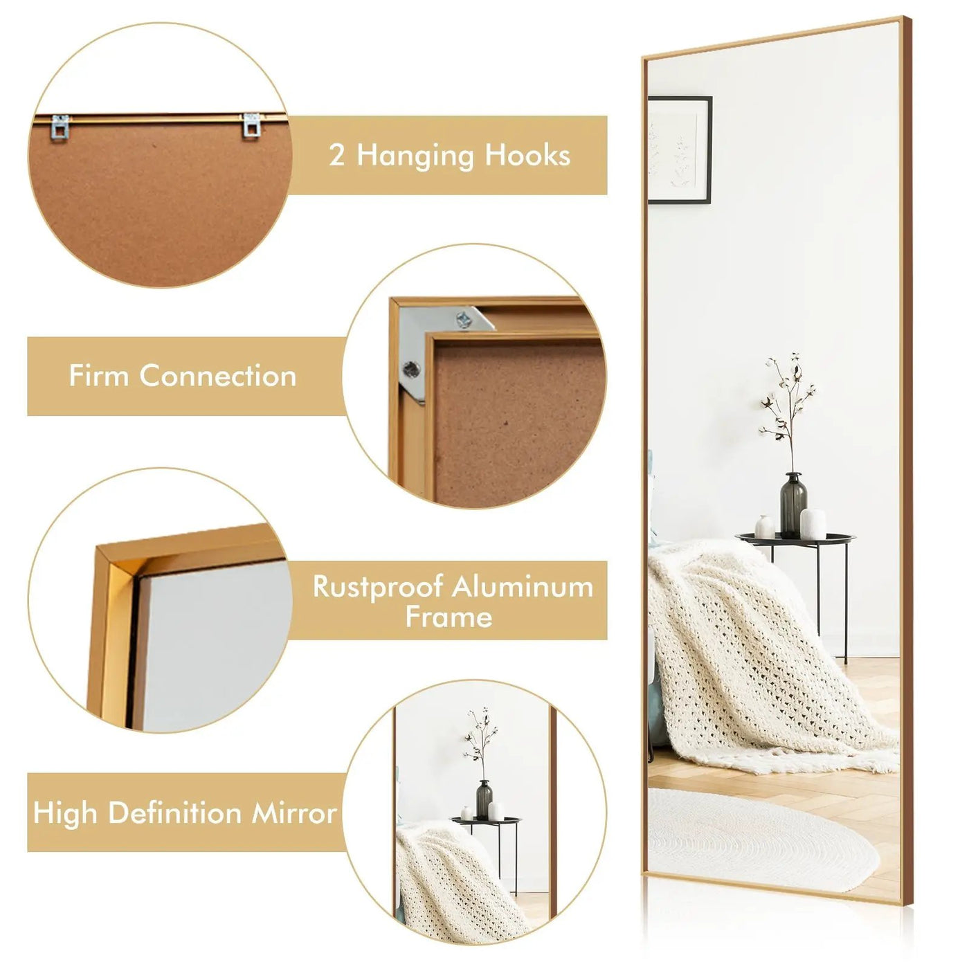 59 Inch Full Length Mirror Large Rectangle Bedroom Mirror by DirectDeals