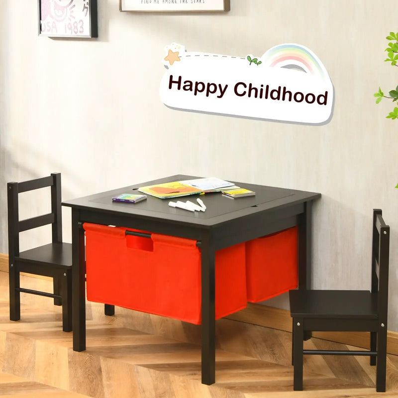 2-in-1 Kids Activity Table and 2 Chairs Set with Storage Building Block Table by DirectDeals